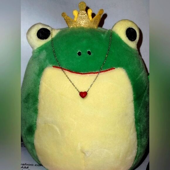 Tiny heart slider on delicate silver link chain 16" New/  Frog Not Include🐸 - Picture 1 of 7